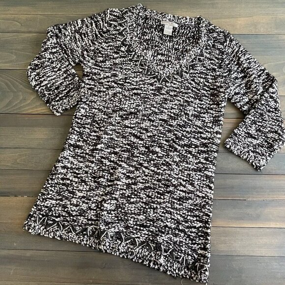 Vintage Alberto Makali Black White Long Tunic Sweater Form Fitting - Medium (V6) - Picture 1 of 8